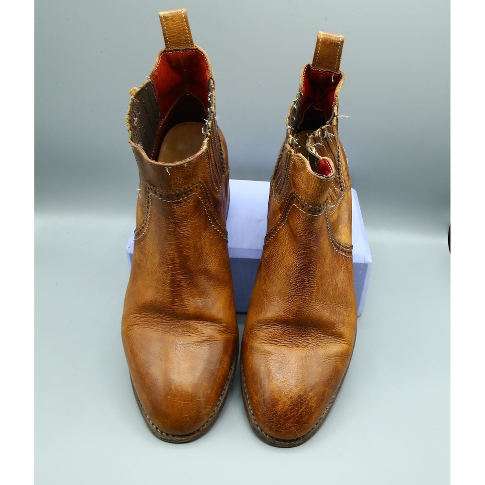 Bed|Stü Ellice Distressed Brown Leather Ankle Boots Woman's Brogue Women's 10